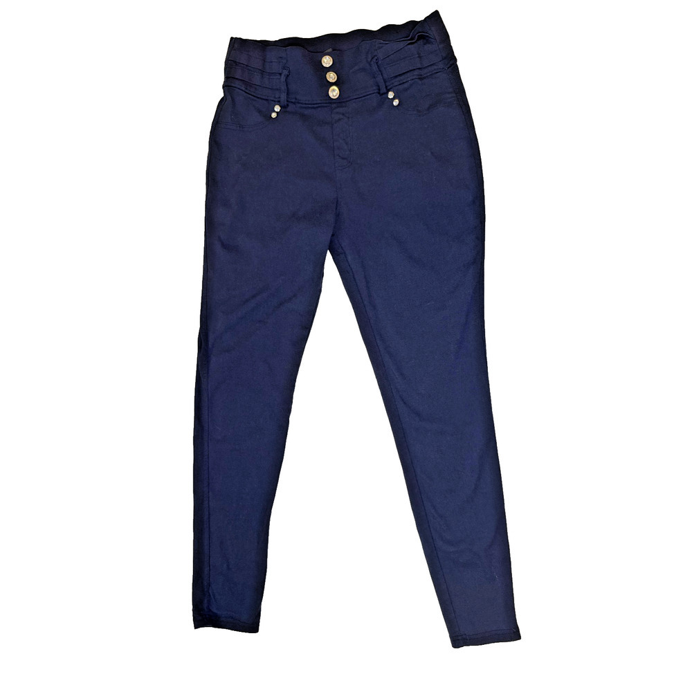 Trill‎ Jeans Womens 1X Navy Blue Button Waist High Rise Stretch Casual Slim Fit